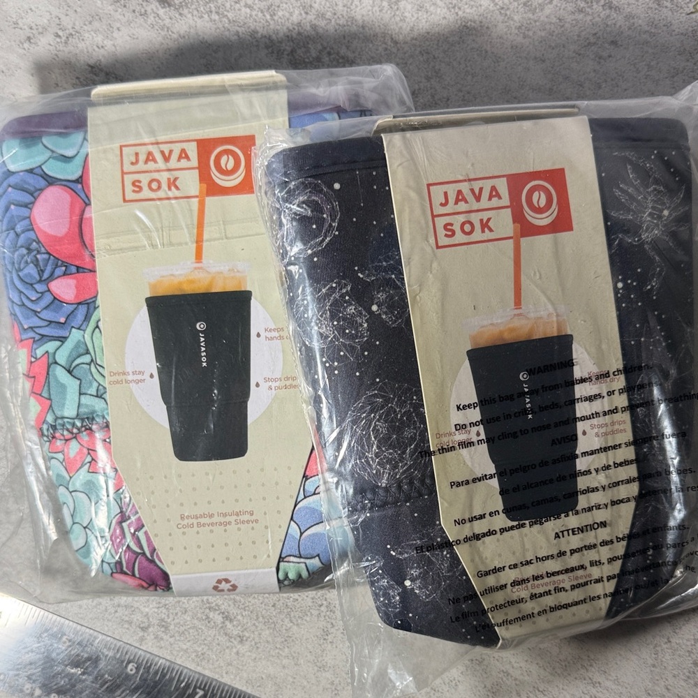 Set of 2 large Java Soks for coffee succulent and night sky